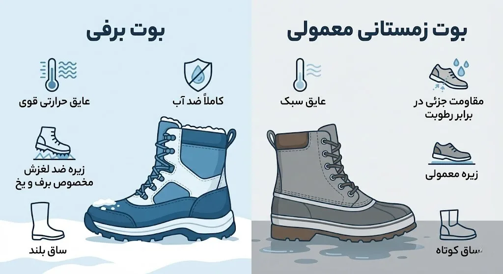 تفاوت بوت برف با بوت زمستانی