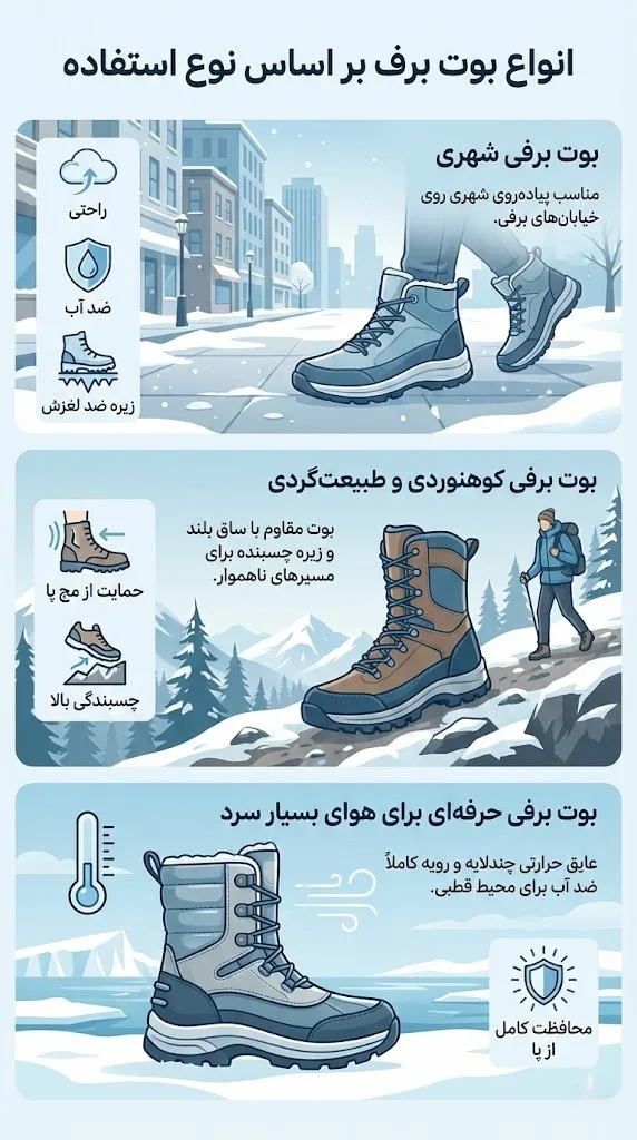 انواع بوت برف بر اساس نوع استفاده