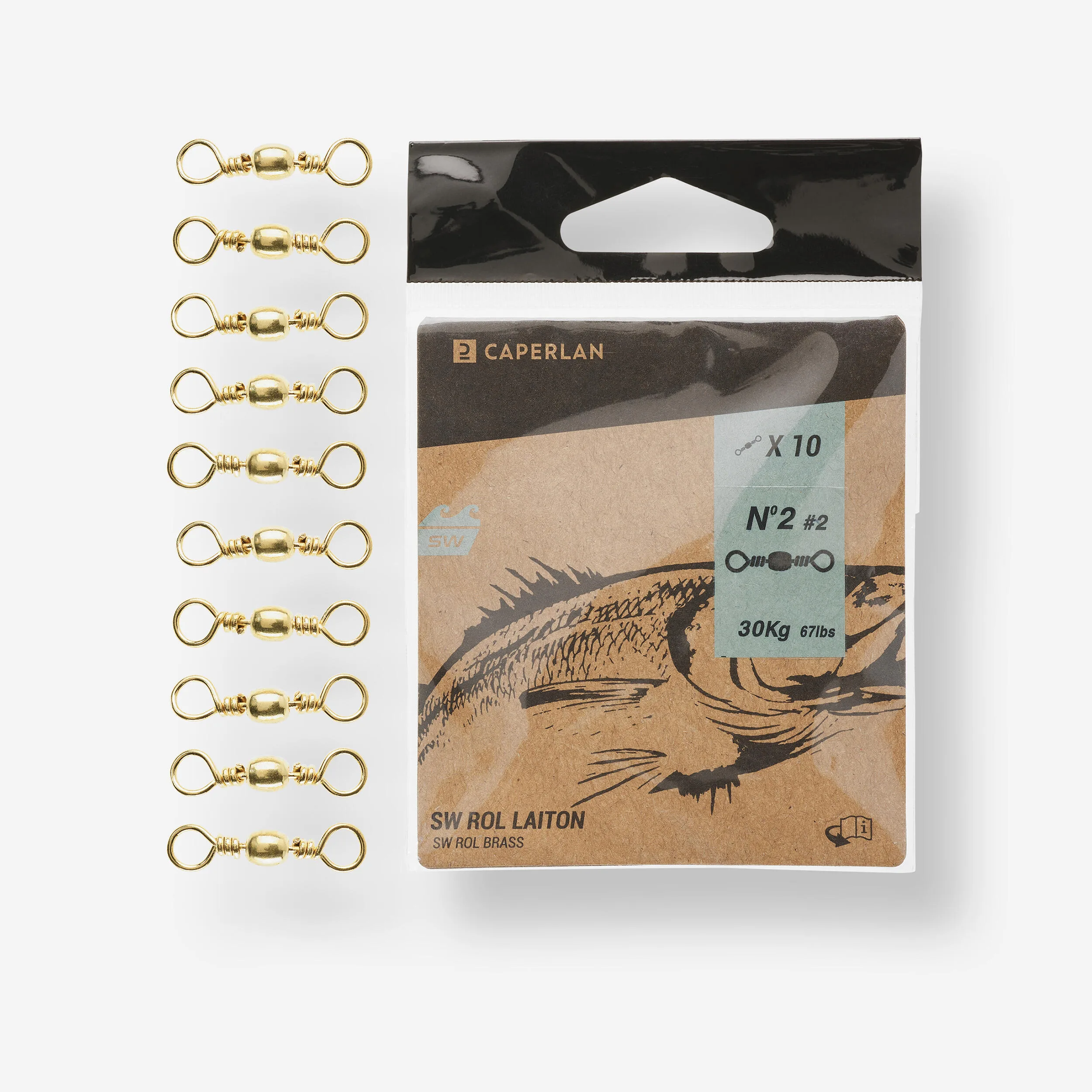 چرخنده (Swivel) استیل ضدزنگ Caperlan – بسته 10 عدد – برنجی