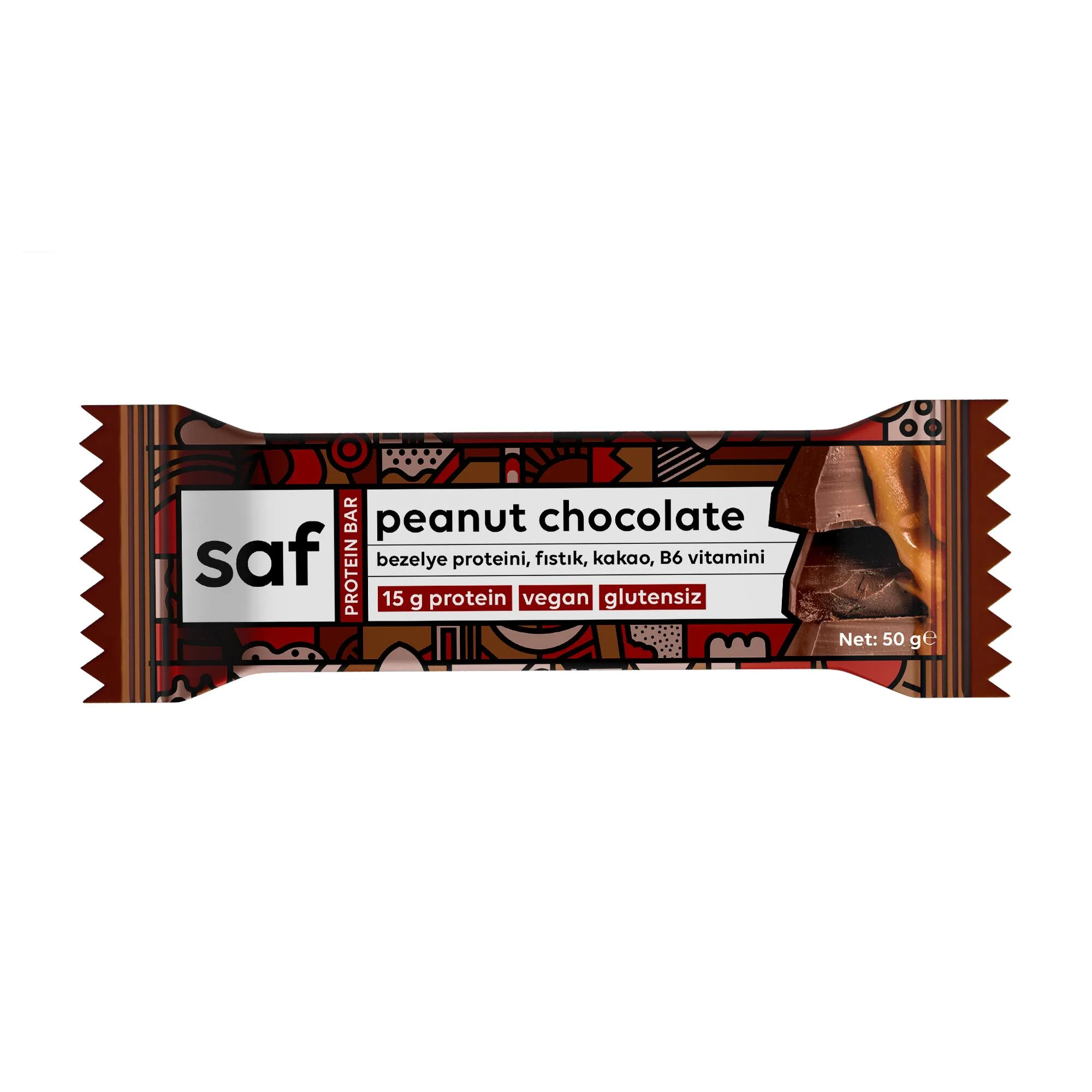 پروتئین بار گیاهی SAF – بادام‌زمینی و کاکائو