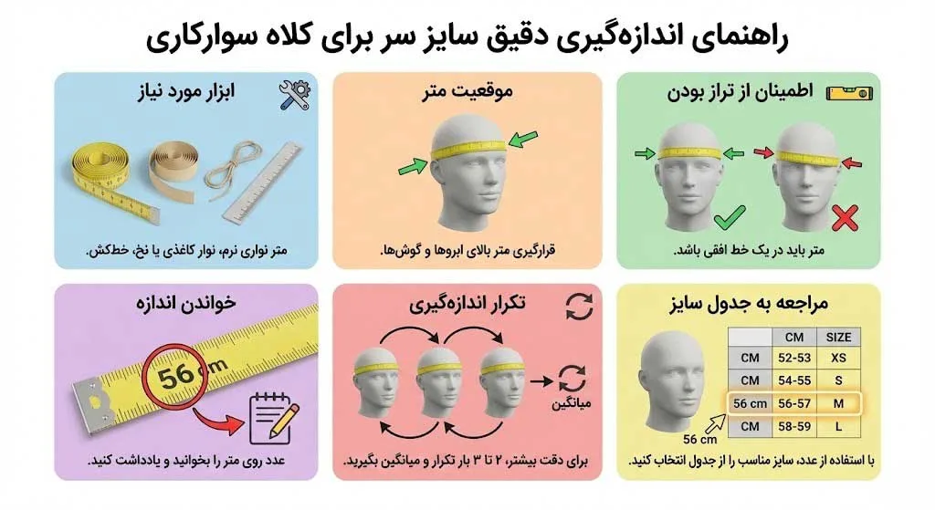 نحوه اندازه‌گیری دقیق سایز سر برای خرید کلاه سوارکاری