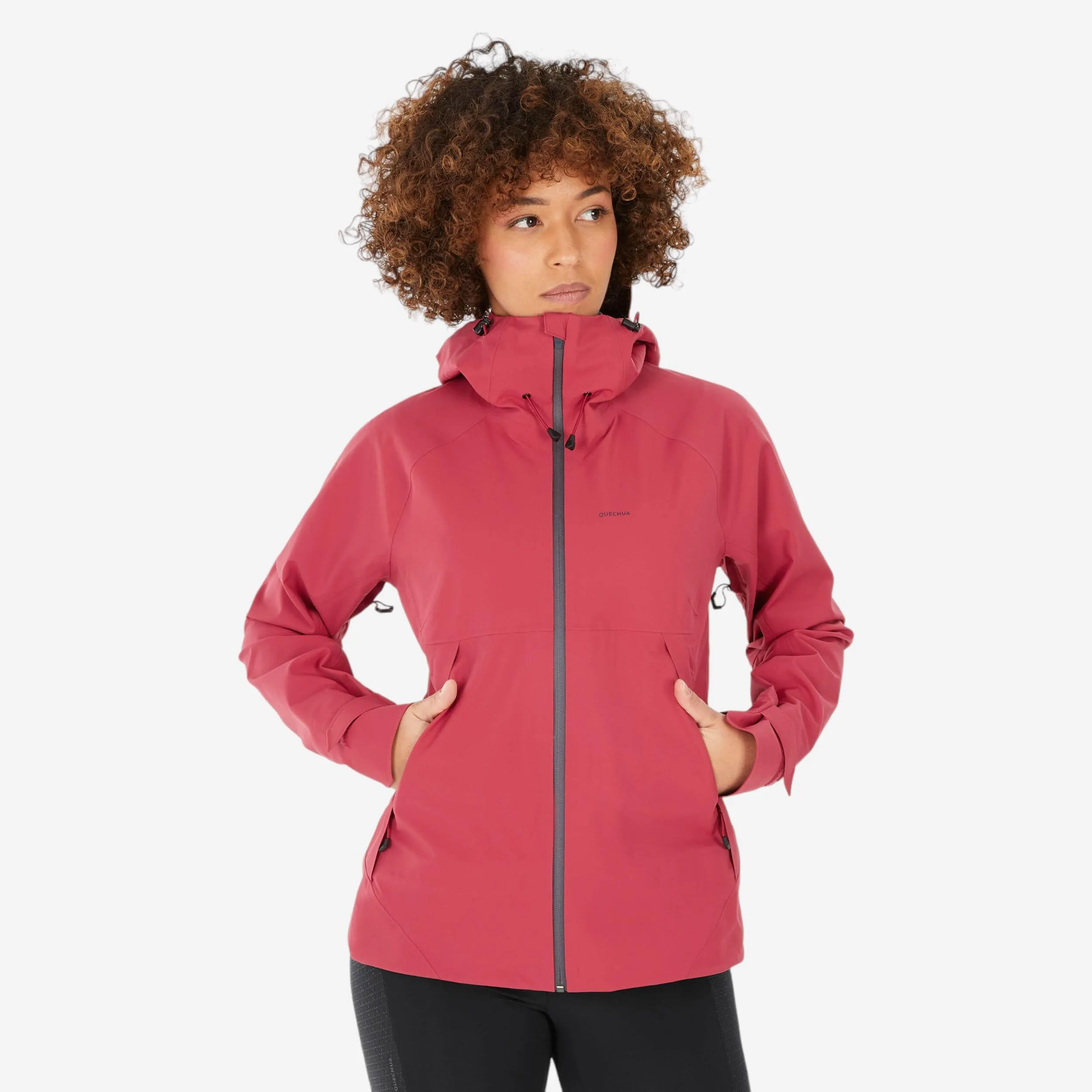 بارانی زنانه اوتدور QUECHUA مدل MH500 – رنگ تمشکی (Raspberry)