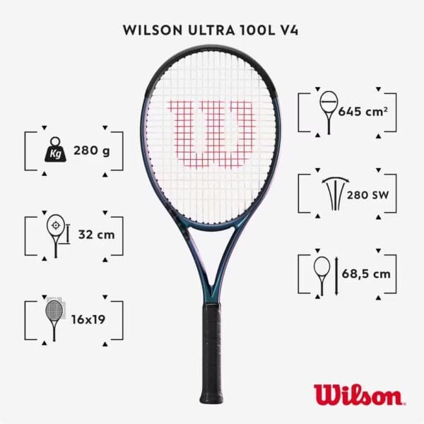 راکت تنیس بدون زه بزرگسال ویلسون - 280 گرم - آبی - Wilson Ultra 100L V4 - Image 3
