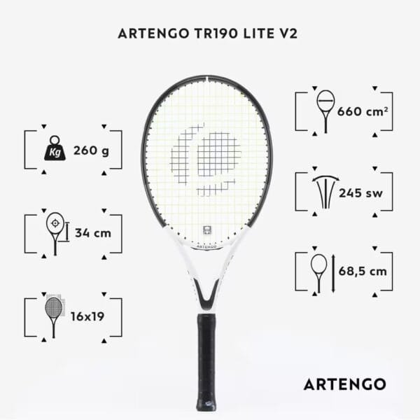 راکت تنیس بزرگسال آرتنگو مدل TR190 Lite V2 - Image 8