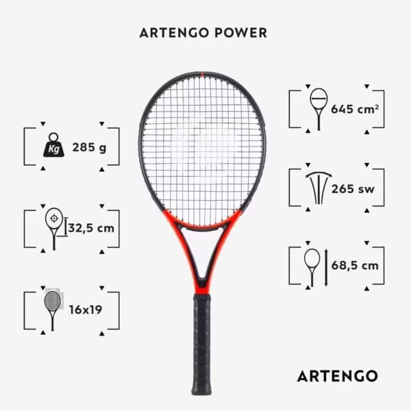 راکت تنیس بزرگسالان ARTENGO مدل TR990 POWER – ۲۸۵ گرم - Image 3