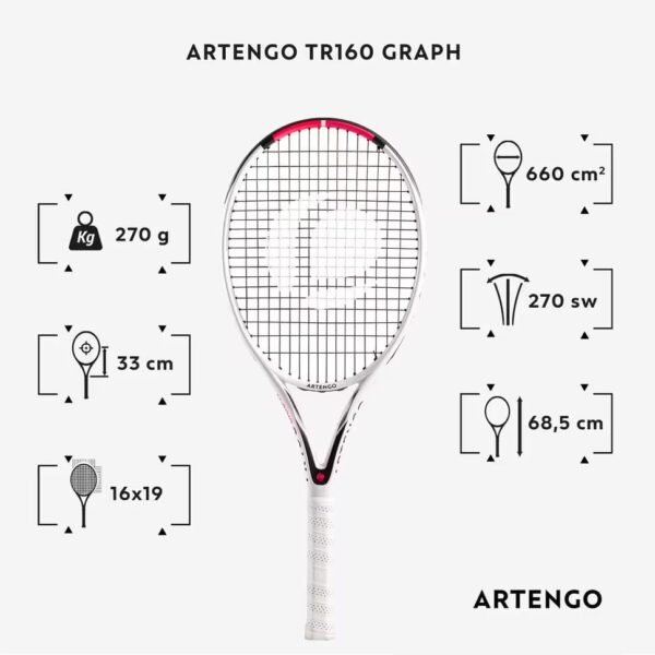 راکت تنیس بزرگسال آرتنگو مدل TR160 Graph – سفید - Image 3