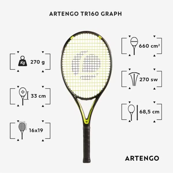 راکت تنیس بزرگسال آرتنگو مدل TR160 Graph – مشکی - Image 3