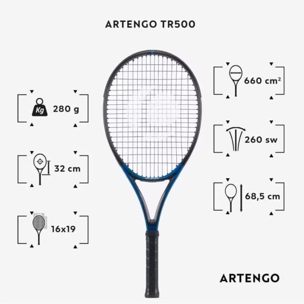 راکت تنیس بزرگسال آرتنگو مدل TR500 – وزن 280 گرم - Image 3