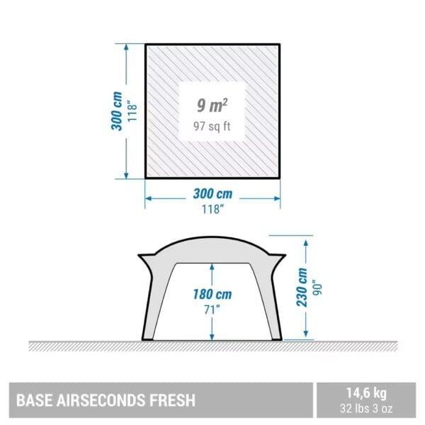 چادر سایبان انفلتایبل 8 نفره QUECHUA - Base Air Seconds Fresh - Image 9