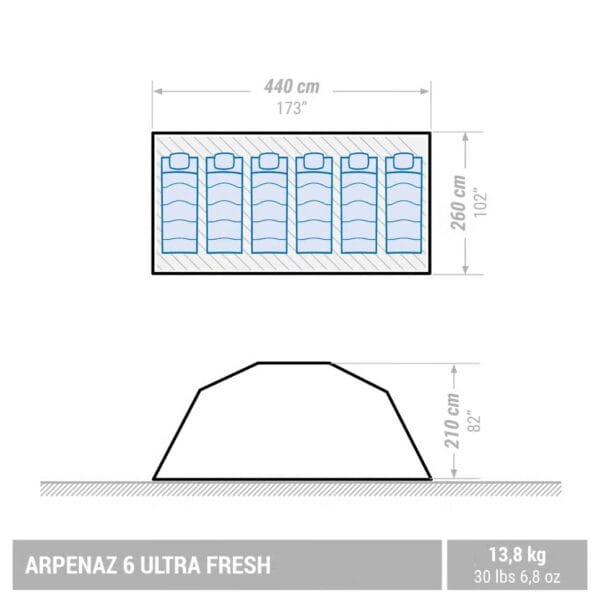 چادر کمپینگ 6 نفره QUECHUA - Arpenaz 6 Ultrafresh - Image 3