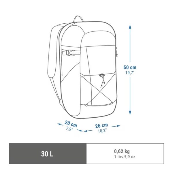 کوله پشتی طبیعت‌گردی ۳۰ لیتری کچوا مدل NH Arpenaz 100 رنگ آبی - Image 5