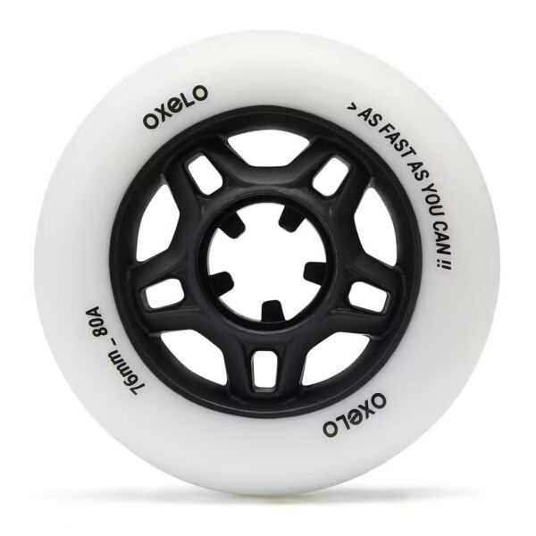 چرخ اسکیت فیتنس - 4 عدد - 76 میلی‌متر / 80A - سفید - برند OXELO