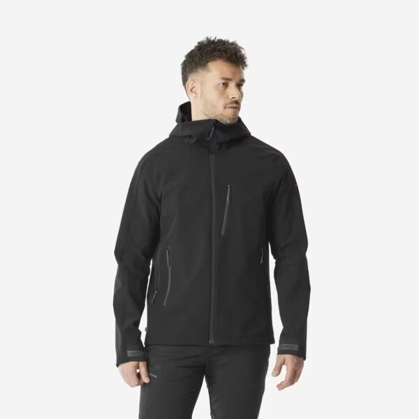 کاپشن سافت شل مردانه FORCLAZ برای طبیعت‌گردی - رنگ مشکی - مدل 500 Windwarm