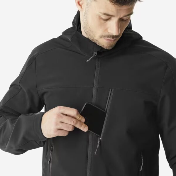 کاپشن سافت شل مردانه FORCLAZ برای طبیعت‌گردی - رنگ مشکی - مدل 500 Windwarm - Image 7
