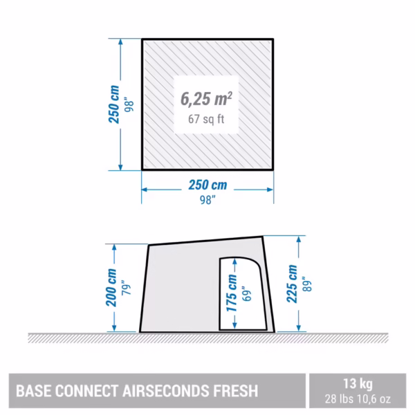 چادر سایبان کمپینگ 6 نفره QUECHUA - Air Seconds Base Connect Fresh