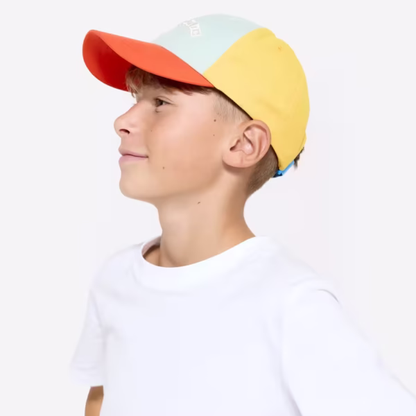 کلاه کودکانه DECATHLON - قابل تنفس و قابل تنظیم - سبز/قرمز/زرد