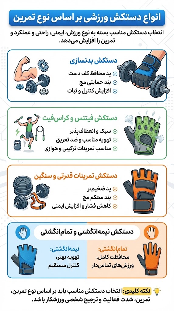انواع دستکش ورزشی بر اساس نوع تمرین