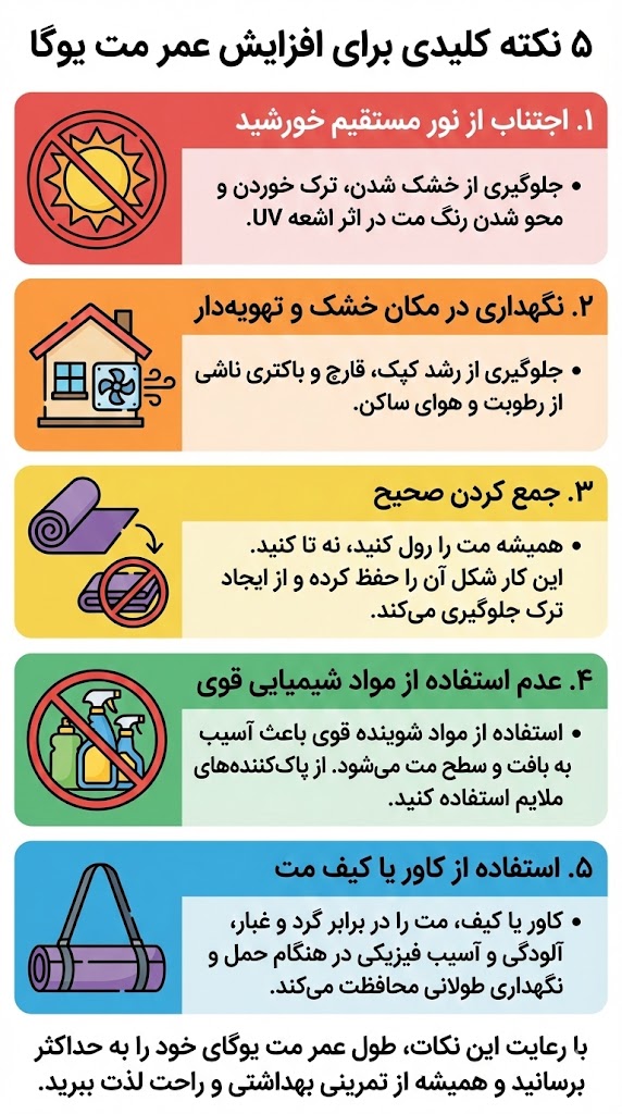 نکات نگهداری برای افزایش عمر مت یوگا