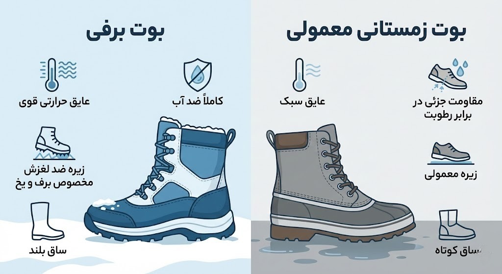 تفاوت بوت برف با بوت زمستانی