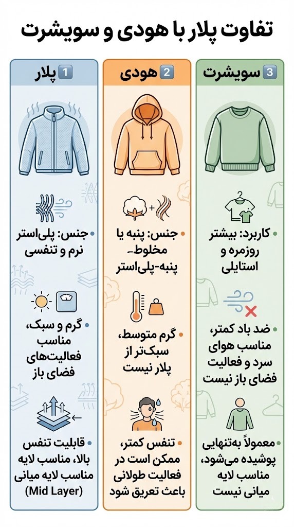 تفاوت پلار با هودی و سویشرت