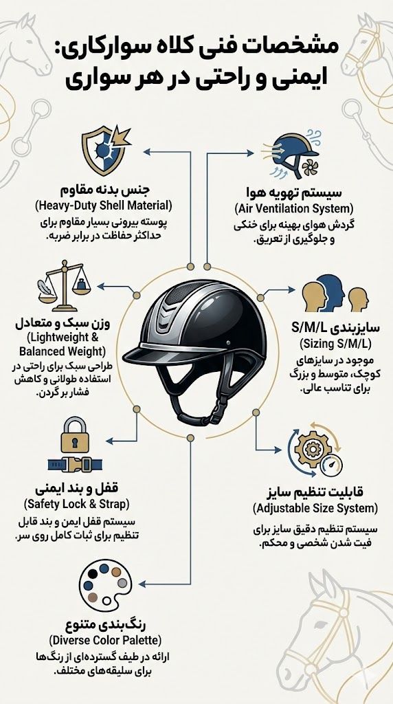 مشخصات فنی کلاه سوارکاری