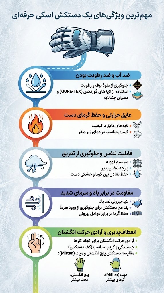مهم‌ترین ویژگی‌های یک دستکش اسکی حرفه‌ای