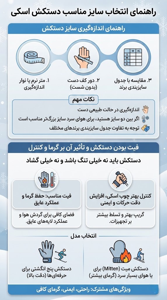 چگونه سایز مناسب دستکش اسکی را انتخاب کنیم؟
